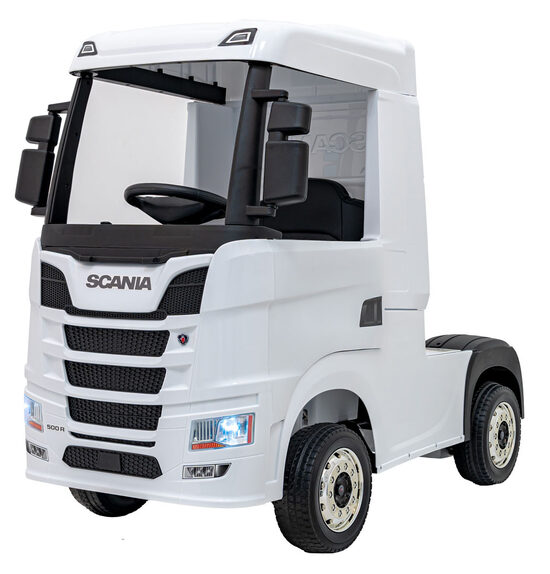 Scania R-serie bērnu elektro kravas auto (balts, 4WD)