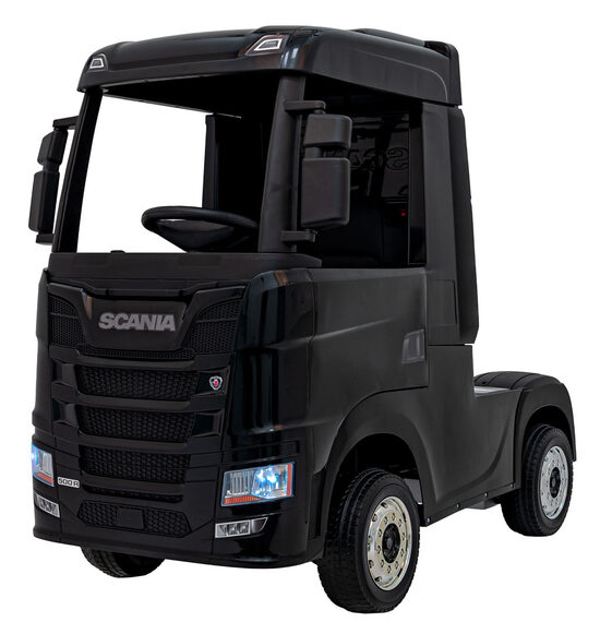 Scania R-serie bērnu elektro kravas auto (melns, 4WD)